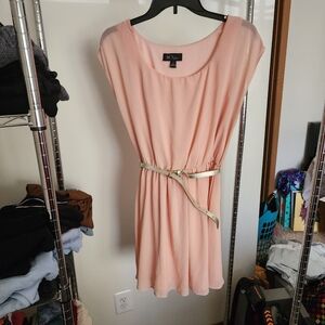 Elegant Pink Dress with Belt